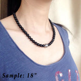 Men's Women Black Obsidian 925 Sterling Silver Necklace Dragon Bead Gemstone DiyNoion Handmade NK113