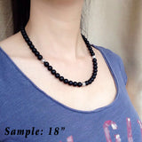 Men's Women Matte Black Onyx Sterling Silver Necklace Gemstone 925 Spacers Clasp DiyNotion Handmade NK117