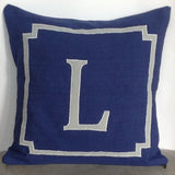 Monogram pillow cases, Euro shams, Euro pillow Cases, Cotton Euro 26 inches Navy Monogram Pillow Decorative Cover, Personalize Pillow Case