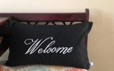 Outdoor Pillows, Porch pillows, welcome pillows, Patio Pillows, Black outdoor pillows, Birthday Gift, Monogram Outdoor