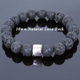 Men's Women Lava Rock Sterling Silver Bead Bracelet DiyNotion Handmade BR709
