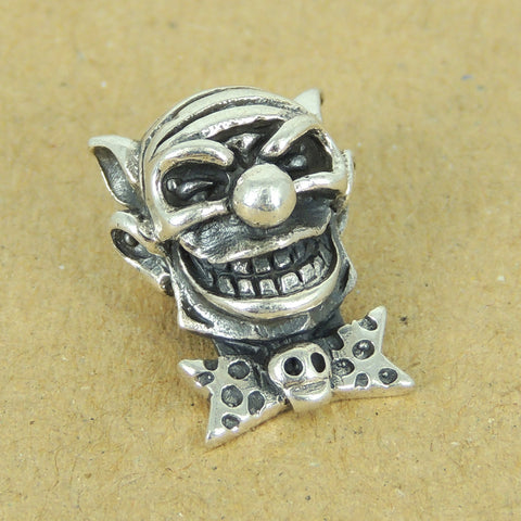 Sterling Silver Evil Clown Skull Charm Bead 925 Stamp Vintage WSP423  Wholesale: See Discount Coupons in Item Details