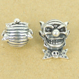 Sterling Silver Evil Clown Skull Charm Bead 925 Stamp Vintage WSP423  Wholesale: See Discount Coupons in Item Details