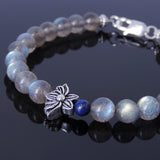 Men's Women Labradorite Sterling Silver Lotus Bracelet 925 Stamp Bead Gemstone DiyNotion Handmade BR712