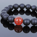 Men's Women Matte Black Onyx Red Agate Bracelet Healing Gemstone DiyNotion Handmade BR711