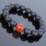 Men's Women Matte Black Onyx Red Agate Bracelet Healing Gemstone DiyNotion Handmade BR711