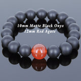 Men's Women Matte Black Onyx Red Agate Bracelet Healing Gemstone DiyNotion Handmade BR711