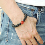 Men's Women Matte Black Onyx Red Agate Bracelet Healing Gemstone DiyNotion Handmade BR711