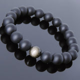 Men's Women Matte Black Onyx Golden Obsidian Bracelet Healing Gemstone DiyNotion Handmade BR713