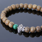 Men's Women Golden Agarwood Malachite Bracelet 925 Sterling Silver Lotus Bead DiyNotion Handmade BR715