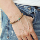 Men's Women Golden Agarwood Malachite Bracelet 925 Sterling Silver Lotus Bead DiyNotion Handmade BR715