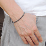 Men's Women Hematite 925 Sterling Silver Bracelet Faceted Beads Gemstone DiyNotion Handmade BR492