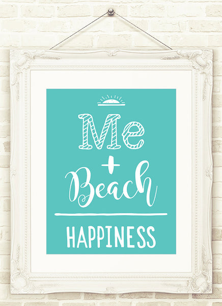 Beach Wall Art Me Plus Beach Equals Happiness INSTANT DOWNLOAD Beach Printable Art  Beach House decor Ocean Print , Beach Poster Beach Sign