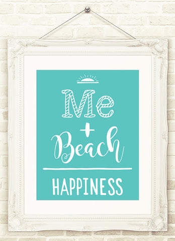 Beach Wall Art Me Plus Beach Equals Happiness INSTANT DOWNLOAD Beach Printable Art  Beach House decor Ocean Print , Beach Poster Beach Sign