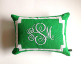Gifts for her, Lumbar Monogram Pillow covers, Green Accent Sofa Pillows, Green Couch pillows, Green Decorative Throw Pillows