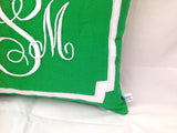 Gifts for her, Lumbar Monogram Pillow covers, Green Accent Sofa Pillows, Green Couch pillows, Green Decorative Throw Pillows