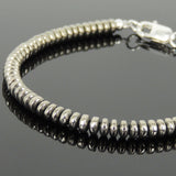 Men's Women Hematite 925 Sterling Silver Bracelet 2x4mm Rondelle Beads Gemstone DiyNotion Handmade BR722