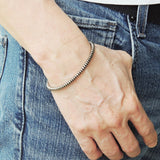 Men's Women Hematite 925 Sterling Silver Bracelet 2x4mm Rondelle Beads Gemstone DiyNotion Handmade BR722