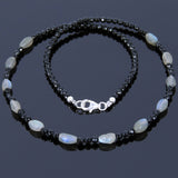 Men's Women Bright Black Onyx Labradorite Sterling Silver Necklace Gemstone Beads Clasp DiyNoion Handmade NK118