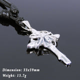 Handmade 925 Sterling Silver Spider On the Cross Pendant Adjustable Necklace Men Women DiyNotion NK120