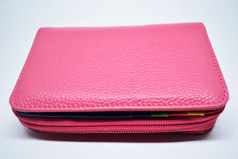 Leather Wallet Women Wallet Pink Card Holder With Multiple Windows Purse Wallet High Quality Italian Leather Gift for Her Anniversary  Gift