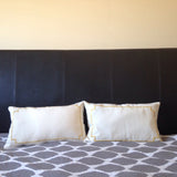 Ivory Trim Pillows, Lumbar Bedroom Pillows, Gold Border Throw Pillows, 12x20 Small Pillows, Gold Home Decor