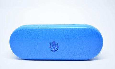 Glasses Case Hard Eyeglasses Case Leather Sunglass Case Italian Electric Blu Leather Glasses Case Gift For Him Gift For Her Made in Italy