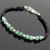 Men's Women Black Onyx African Green Turquoise 925 Sterling Silver Bracelet Gemstone DiyNotion Handmade BR726