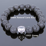 Men's Women Lava Rock Sterling Silver Warrior Mask Bracelet DiyNotion Handmade BR727