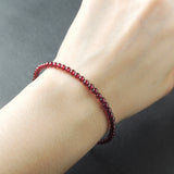 Men's Women Garnet Sterling Silver Bracelet Natural AAAA Gemstone DiyNotion Handmade BR710