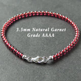 Men's Women Garnet Sterling Silver Bracelet Natural AAAA Gemstone DiyNotion Handmade BR710