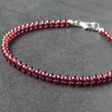 Men's Women Garnet Sterling Silver Bracelet Natural AAAA Gemstone DiyNotion Handmade BR710