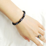 Men's Women Black Onyx Bracelet 925 Sterling Silver OM Bead DiyNotion Handmade BR729