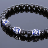 Men's Women Black Onyx Bracelet 925 Sterling Silver OM Bead DiyNotion Handmade BR729
