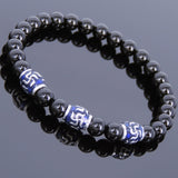 Men's Women Black Onyx Bracelet 925 Sterling Silver OM Bead DiyNotion Handmade BR729