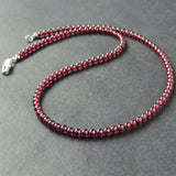 Men's Women AAAA Garnet Sterling Silver Necklace Gemstone Beads Clasp DiyNoion Handmade NK123