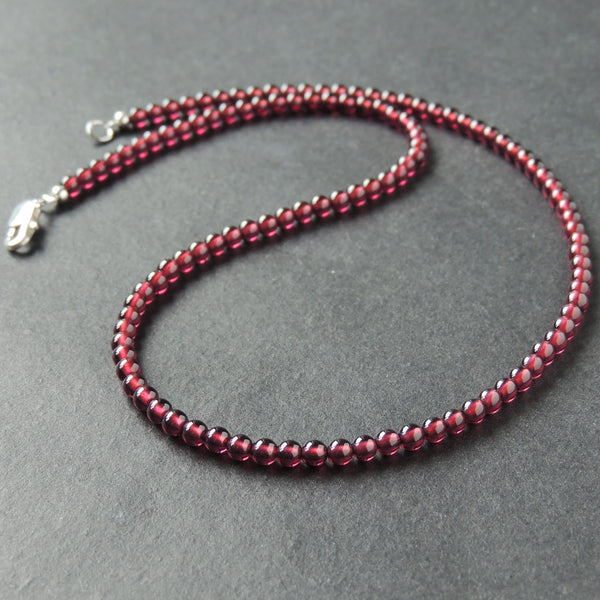 Men's Women AAAA Garnet Sterling Silver Necklace Gemstone Beads Clasp DiyNoion Handmade NK123