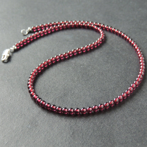 Men's Women AAAA Garnet Sterling Silver Necklace Gemstone Beads Clasp DiyNoion Handmade NK123