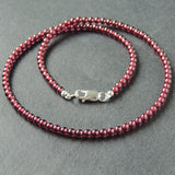 Men's Women AAAA Garnet Sterling Silver Necklace Gemstone Beads Clasp DiyNoion Handmade NK123