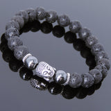 Men's Women Lava Rock Hematite Tibetan Silver Bracelet Sakyamuni Buddha Yoga Mala DiyNotion Handmade T162