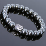 Men's Women Lava Rock Hematite Tibetan Silver Bracelet Sakyamuni Buddha Yoga Mala DiyNotion Handmade T164
