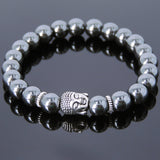 Men's Women Lava Rock Hematite Tibetan Silver Bracelet Sakyamuni Buddha Yoga Mala DiyNotion Handmade T164
