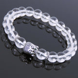 Men's Women White Crystal Tibetan Silver Bracelet Sakyamuni Buddha Yoga Mala DiyNotion Handmade T165