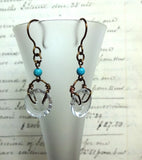 Clear Glass Vintage Button Earrings, Faceted Glass Buttons, Handmade Copper Ear Wires, Button Earrings, Cut Glass Buttons, CGE219