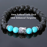 Men's Women Lava Rock Turquoise Tibetan Silver Bracelet Sakyamuni Buddha Yoga Mala DiyNotion Handmade T170