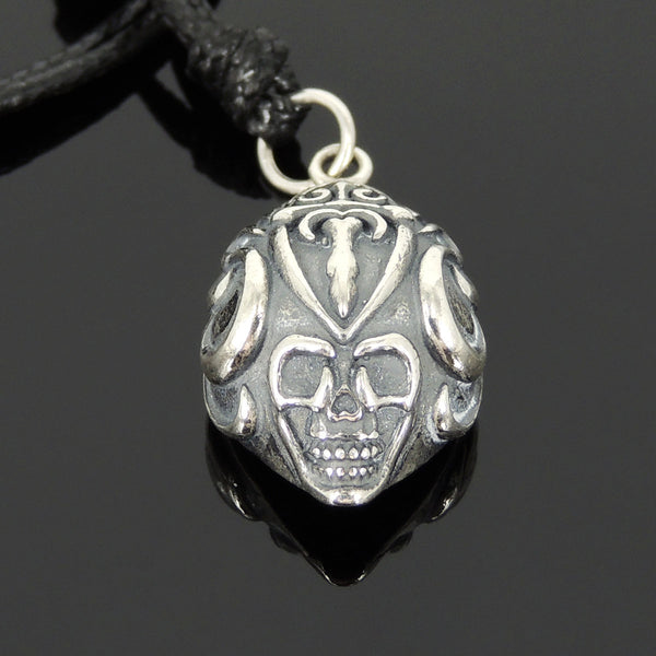 Men's Women 925 Sterling Silver Skull Shell Adjustable Necklace with Korean Wax Rope DiyNotion NK126