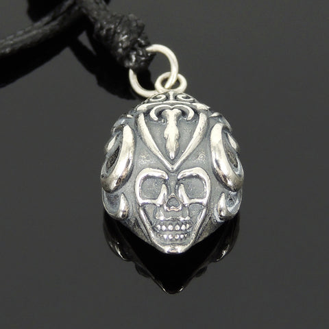 Men's Women 925 Sterling Silver Skull Shell Adjustable Necklace with Korean Wax Rope DiyNotion NK126