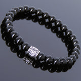 Men's Women Black Onyx Bracelet 925 Sterling Silver OM Bead DiyNotion Handmade BR732