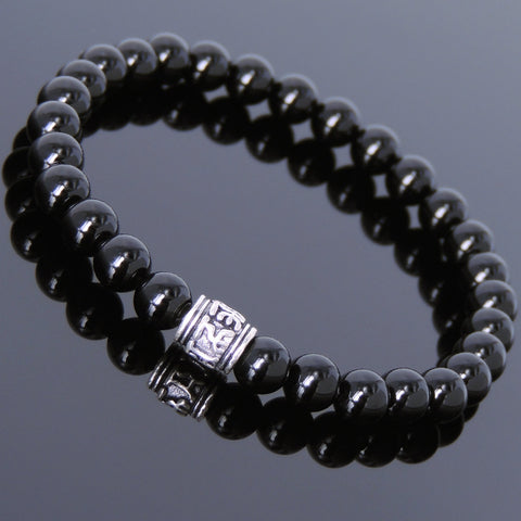 Men's Women Black Onyx Bracelet 925 Sterling Silver OM Bead DiyNotion Handmade BR732