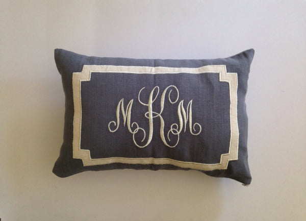 Gray Lumbar Monogram Pillows, Gray Home Decor,  Anniversary Gift Ideas, 12"x 20 Lumbar Pillows, Nursery Pillows, Couple Pillows